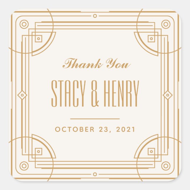 Adesivo Quadrado Vinheta de Fechamento de Casamento de Quadro Moder (Frente)