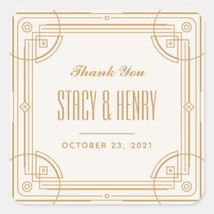 Adesivo Quadrado Vinheta de Fechamento de Casamento de Quadro Moder