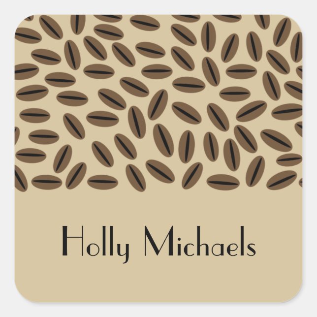 Adesivo Quadrado Vinheta de feijões de café (Frente)