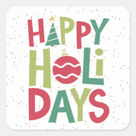 Adesivo Quadrado Vinheta de feriado feliz