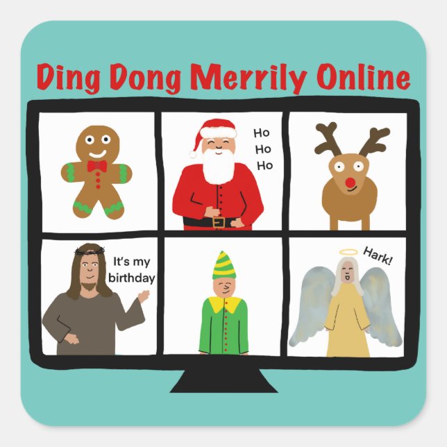 Adesivo Quadrado Vinheta de férias com zoom de quarentena engraçado (Frente)