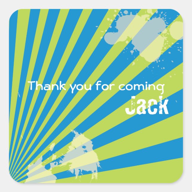 Adesivo Quadrado Vinheta de Festa de aniversário de adolescente (Frente)