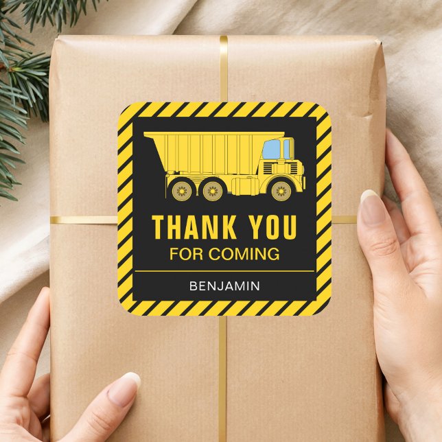 Adesivo Quadrado Vinheta de Festa de aniversário de Construção de C (Criador carregado)