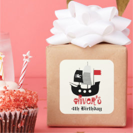 Adesivo Quadrado Vinheta de Festa de aniversário de Skeleton de Nav