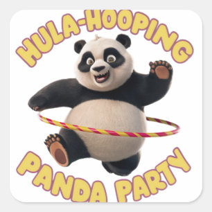 Adesivo Quadrado Vinheta de festa do panda de montagem Hula