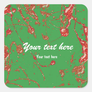 Adesivo Quadrado Vinheta de festa Feriado de Tinta Verde Vermelha
