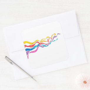 Adesivo Quadrado Vinheta de fitas multicoloridas