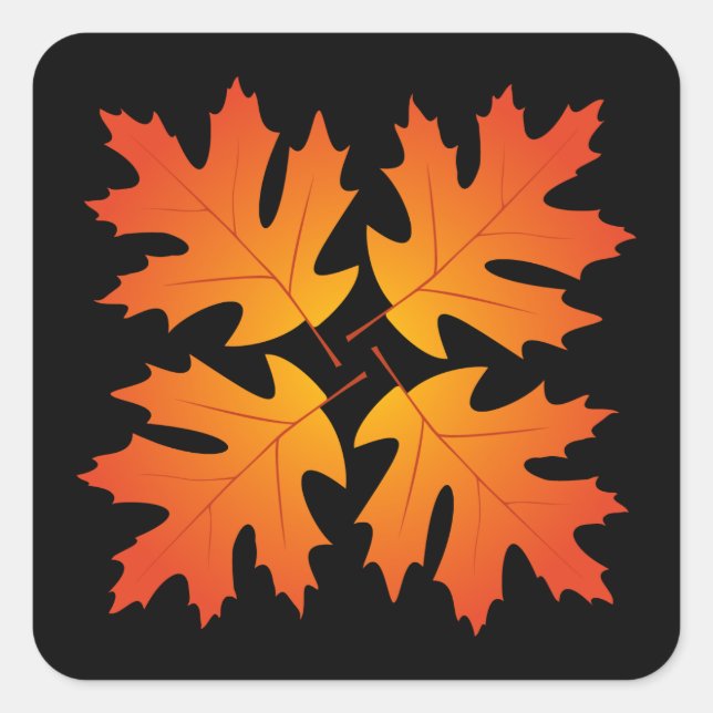 Adesivo Quadrado Vinheta de Folhas de Carvalho (Frente)