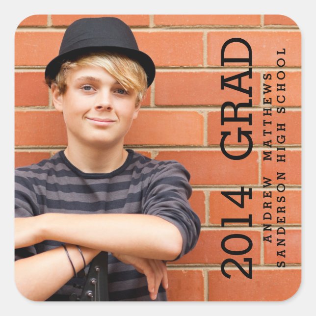 Adesivo Quadrado Vinheta de Formando de Segundo grau moderno (Frente)