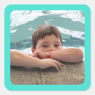 Adesivo Quadrado Vinheta de Fotografias de Borda Turquesa