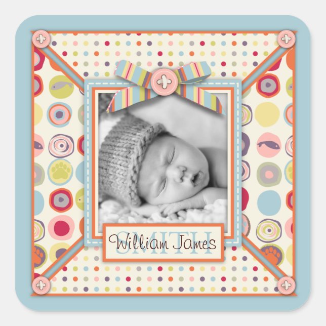 Adesivo Quadrado Vinheta de Fotografias do Urso (Frente)