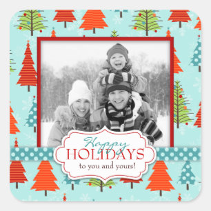Adesivo Quadrado Vinheta de fotos de Natal divertida
