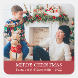 Adesivo Quadrado Vinheta de Fotos Vermelha Natal