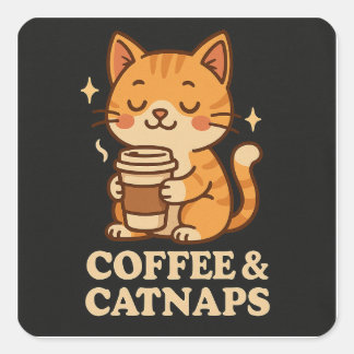 Adesivo Quadrado Vinheta de gato-camiseta