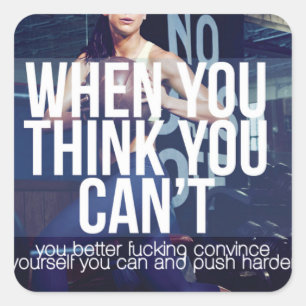 Adesivo Quadrado Vinheta de ginástica Motivacional