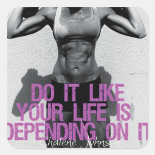 Adesivo Quadrado Vinheta de ginástica Motivacional