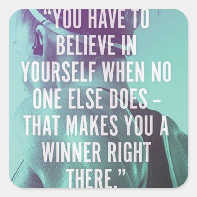 Adesivo Quadrado Vinheta de ginástica Motivacional (Frente)