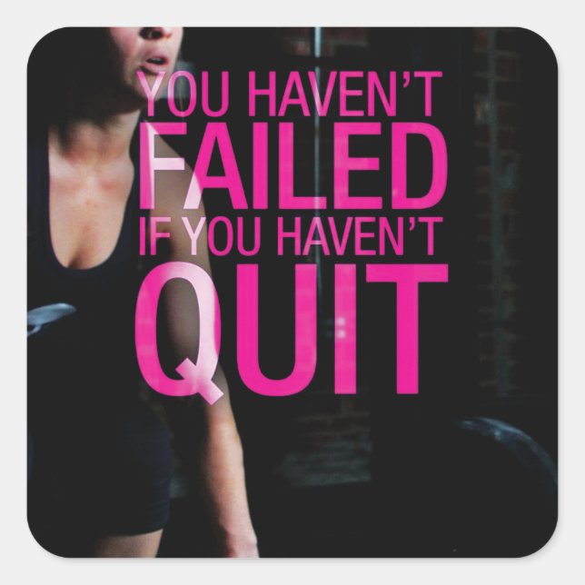 Adesivo Quadrado Vinheta de ginástica Motivacional (Frente)