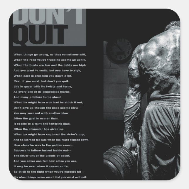 Adesivo Quadrado Vinheta de ginástica Motivacional (Frente)