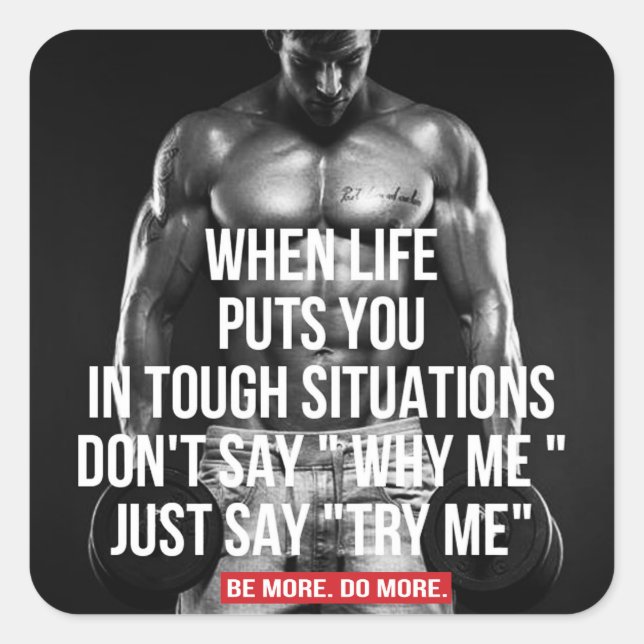 Adesivo Quadrado Vinheta de ginástica Motivacional (Frente)