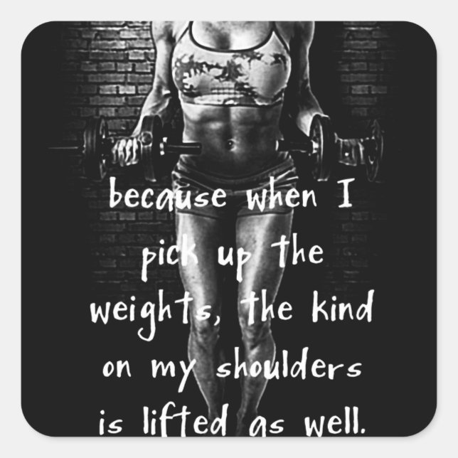 Adesivo Quadrado Vinheta de ginástica Motivacional (Frente)