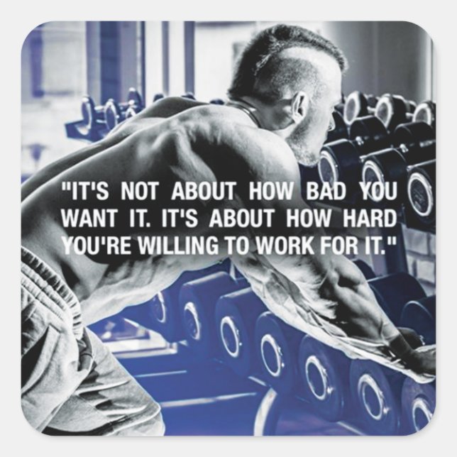 Adesivo Quadrado Vinheta de ginástica Motivacional (Frente)