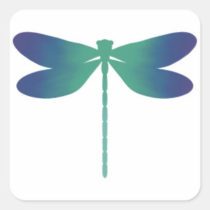 Adesivo Quadrado Vinheta de Gradiente de Dragão fino verde-azul