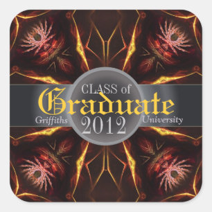 Adesivo Quadrado Vinheta de graduação de Prêmio das flores de press