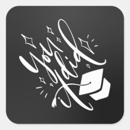 Adesivo Quadrado Vinheta de Graduação. Ideia de decoração do presen