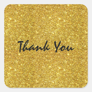 Adesivo Quadrado Vinheta de Grupo de Frente Glitter Dourada