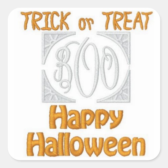Adesivo Quadrado Vinheta de Halloween (Boridered-Look) (Frente)