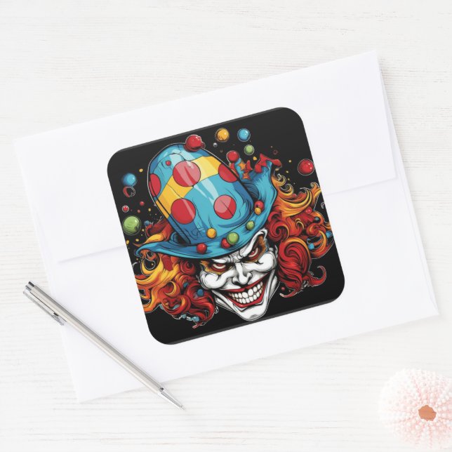Adesivo Quadrado Vinheta de Halloween/Joker (Envelope)