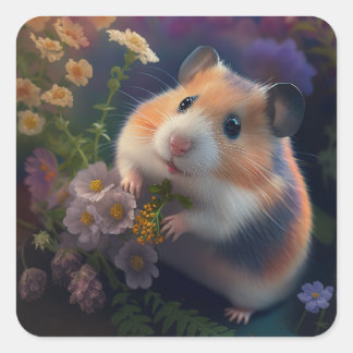 Adesivo Quadrado Vinheta de Hamster do Little Explorer