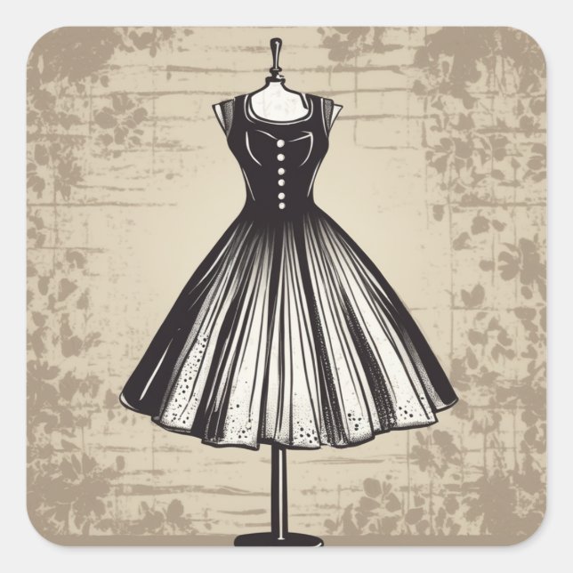 Adesivo Quadrado Vinheta de Ilustração LBD Mocional (Frente)