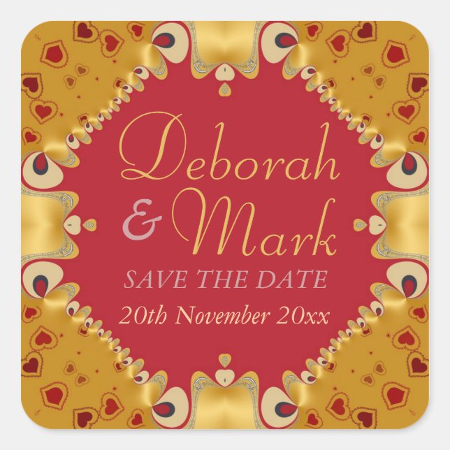 Adesivo Quadrado Vinheta de lançamento de casamento de Goldie Heard (Frente)