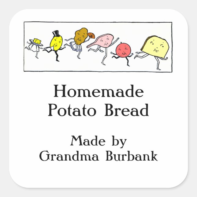 Adesivo Quadrado Vinheta de latência ou panificação personalizada d (Frente)