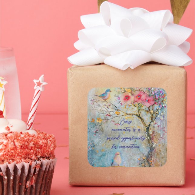 Adesivo Quadrado Vinheta de ligação natural (Festa)