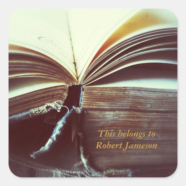 Adesivo Quadrado vinheta de livraria aberta (Frente)