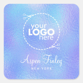 Adesivo Quadrado Vinheta de Logotipo Esquadrado de Folha Iridescent