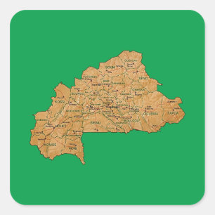 Adesivo Quadrado Vinheta de Mapa Burkina Faso