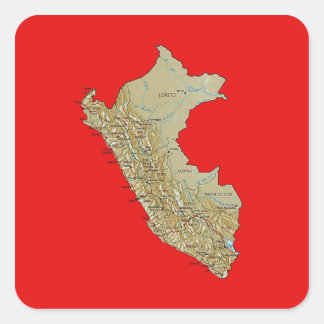 Adesivo Quadrado Vinheta de Mapa do Peru