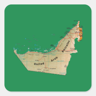 Adesivo Quadrado Vinheta de Mapa UAE