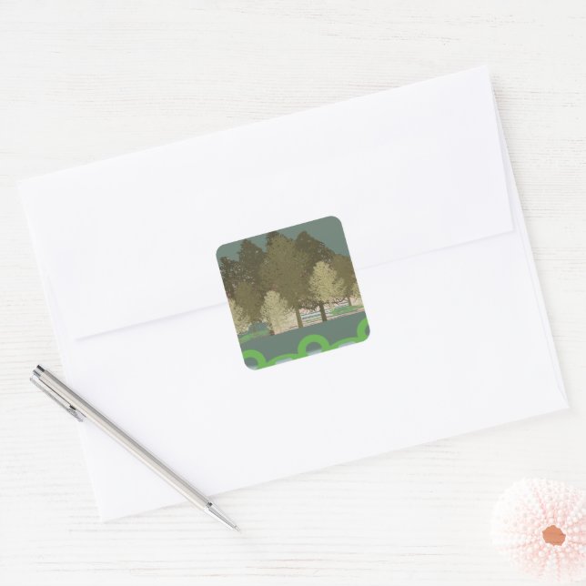 Adesivo Quadrado Vinheta de Motivos Florestais (Envelope)
