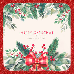 Adesivo Quadrado Vinheta de Natal 🌲