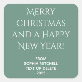 Adesivo Quadrado Vinheta de Natal de Teal Elegance Ocean