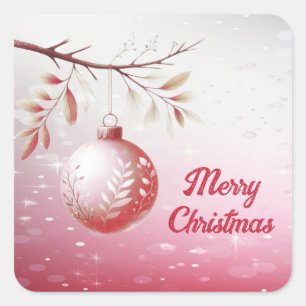 Adesivo Quadrado Vinheta de Natal decorativa rosa