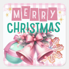 Adesivo Quadrado Vinheta de Natal Feliz