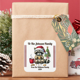 Adesivo Quadrado Vinheta de Natal Festiva para presentes