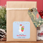 Adesivo Quadrado Vinheta de Natal Festivo Llama<br><div class="desc">Festivo Lama Celebra o Natal deste ano com este alegre, brilhante e colorido Llama festivo. Esta lindíssima lhama é um carregando de pacotes de Natal para a festa de Natal deste ano. Design perfeito para uma reunião memorável de férias/inverno. O design é completamente personalizável. Veja o papel de coordenação e...</div>