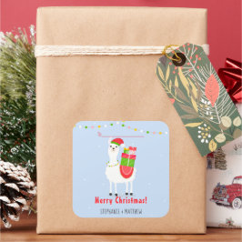 Adesivo Quadrado Vinheta de Natal Festivo Llama